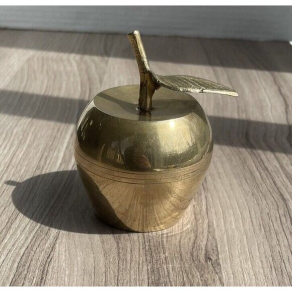 Vintage Brass Apple Shaped Bell With Leaf And Stem - Picture 7 of 12